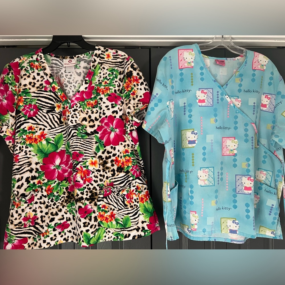 C-10 Hello Kitty and Floral Scrub Tops